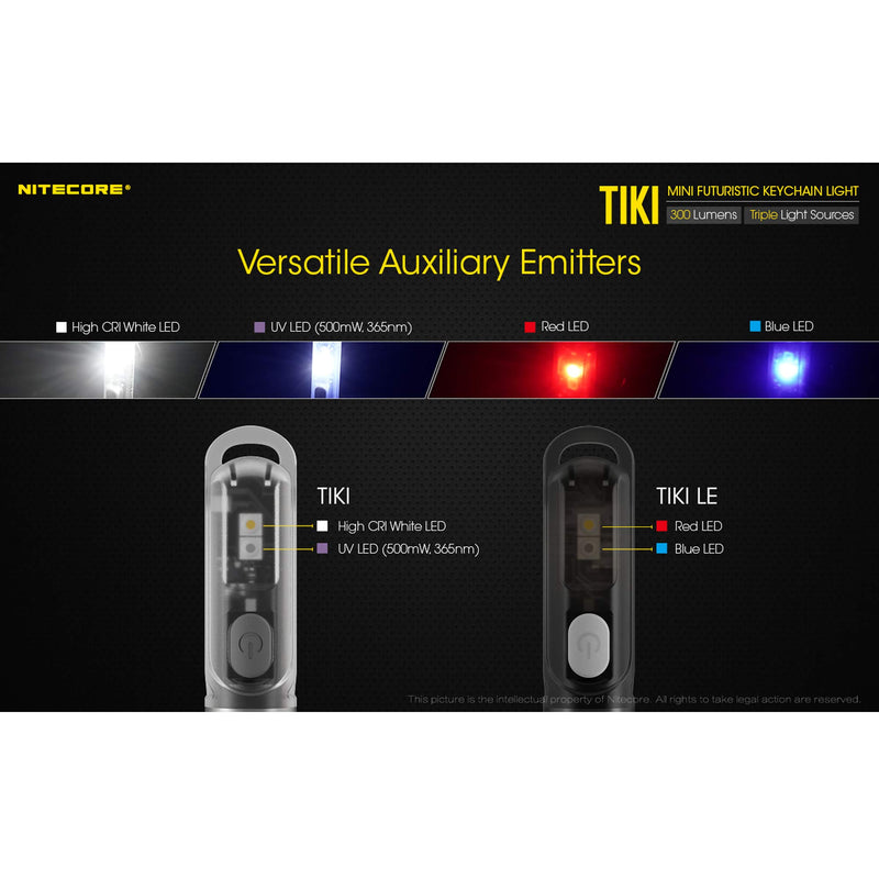 Nitecore TIKI LE 300 Lumens Rechargeable Keychain Flashlight with Red Blue Light and LumenTac USB Cable - NewNest Australia