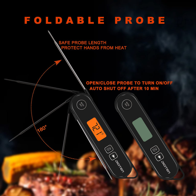 DIGITEN Baking Thermometer for Candy Outdoor BBQ Thermometer Indoor Kitchen Thermometer Meat Thermometer for Grilling Waterproof Instant Read Thermometer Black - NewNest Australia