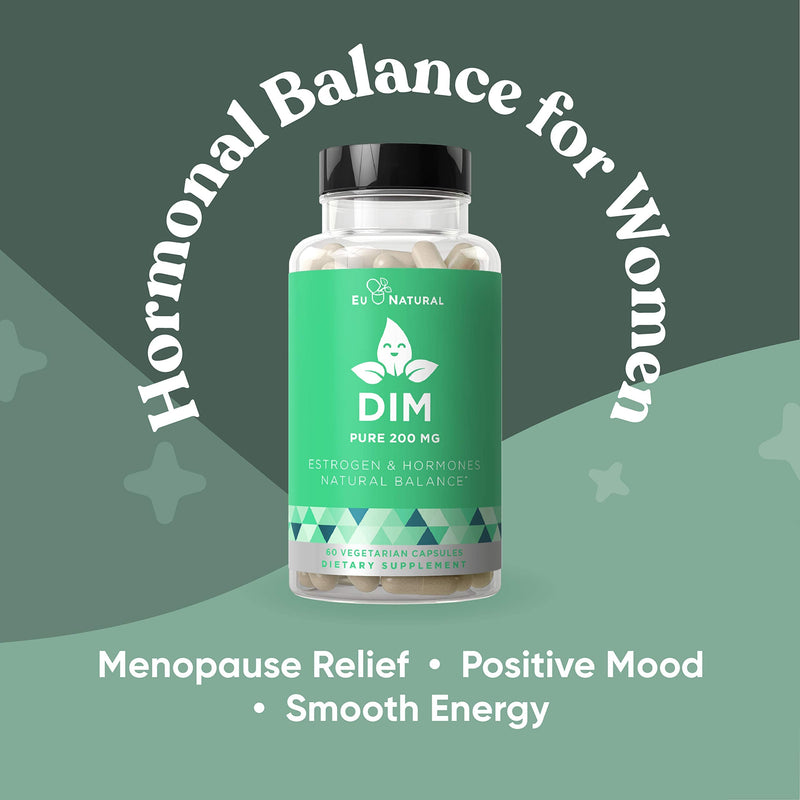 DIM Supplement Pure 200 Mg – Energy Fatigue & Stress Relief, Estrogen Balance, Menopause & Hot Flashes, Hormonal Support for Women – Enhanced Bioavailability BioPerine – 60 Vegetarian Soft Capsules - NewNest Australia
