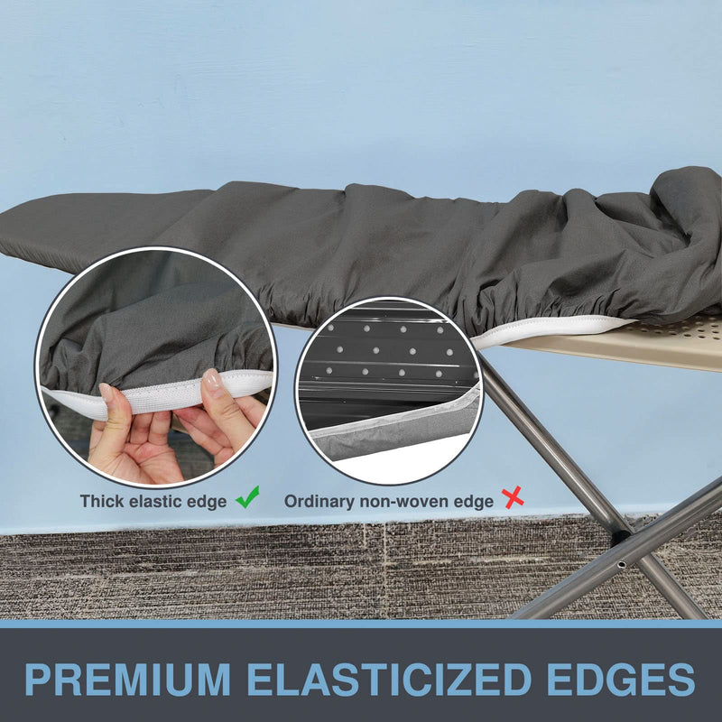VividPaw Ironing Board Cover and Pad, Standard Size 15x54, Thick Padding, Elastic Edge, Silicone Coated, Resist Scorching and Staining, Heavy Duty Iron Board Covers (Silicone Coating-Black, 15" x 54") Silicone Coating-black 15" x 54" - NewNest Australia