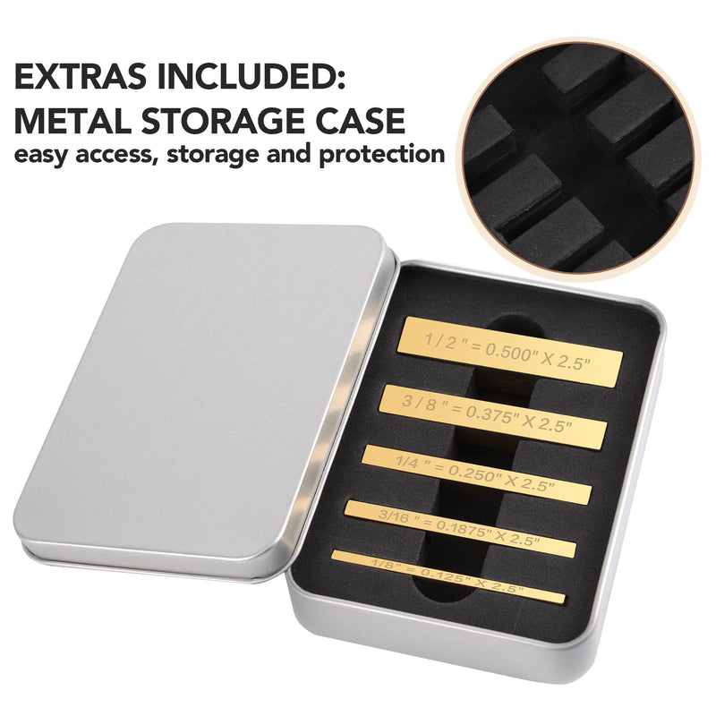 Brass Setup Blocks Height Gauge Set - Set of 5 Accurate Table Saw Accessories for Woodworkers - Bars Include Laser Engraved Size Markings - NewNest Australia