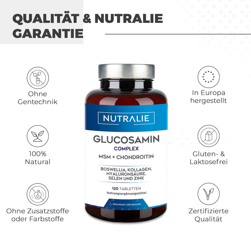 Nutralie Glucosamine With Chondroitin High Dose With Msm And Collagen Preserving Normal Bone With Glucosamine, Chondroitin, Msm, Collagen, Hyaluronic Acid, Boswellia, Selenium, Zinc 120 Tablets - NewNest Australia