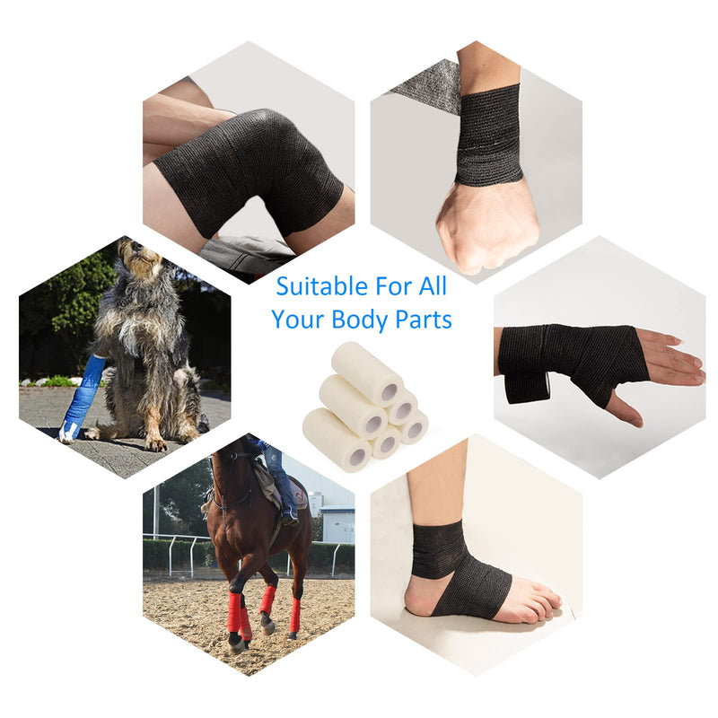 Cohesive Bandage Self-Adhesive 10 Cm X 4.5 M, 6 Rolls Fixation Bandage Self-Adhesive Cohesive Bandage For First Aid Dog Veterinary Wrap Tape Sports Elastic Bandage For Wrist, Feet (White) - NewNest Australia