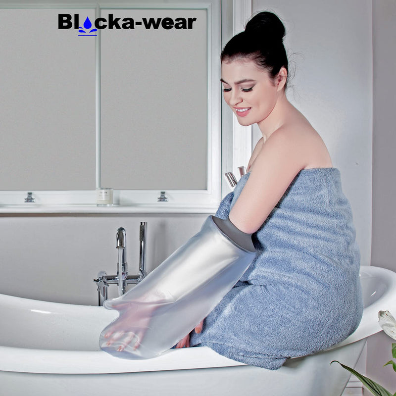 Blocka-wear Waterproof Cast Cover Arm Adult for Shower & Bath - Reusable Broken Arm Protector Sleeve Made With Stretchy Neoprene Seal & PVC Body – S-M, 57cm x 24cm, Grey Adult Size S-M - NewNest Australia