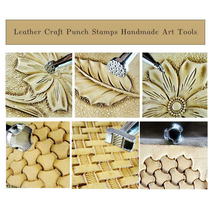 Jupean Leather Stamping Tools, Leather Working Saddle Making Stamps Set Special Shape Stamp Punch Set Carving Leather Craft Stamp Handmade Art Tools - NewNest Australia