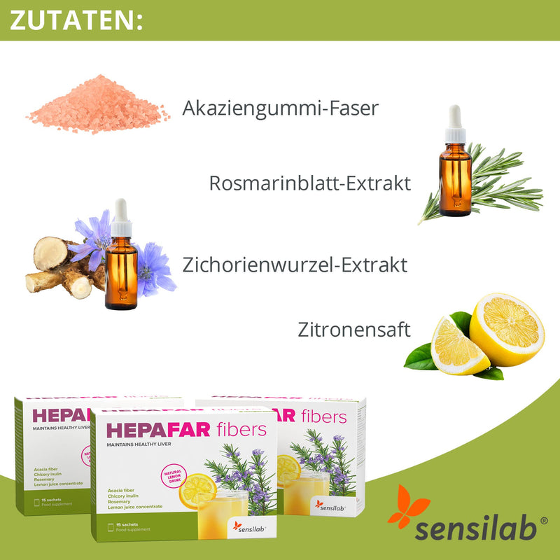 Hepafar Fibers - Detox - Refreshing drink with natural lemon flavor and no additives - Rich in fiber with HEPAfiber Liver Complex - 30 sachets for 30 days - NewNest Australia