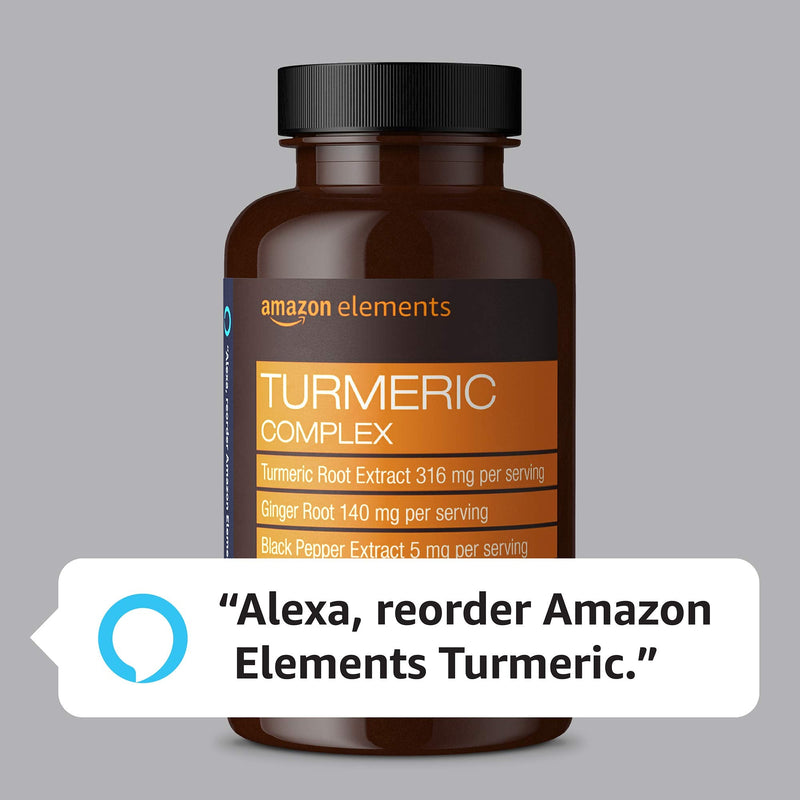 Amazon Elements Turmeric Complex, 316 mg Curcumin, 140 mg Ginger, 5 mg Black Pepper - Joint & Immune System, Healthy Inflammation Response - 65 Capsules (2 month supply) - NewNest Australia