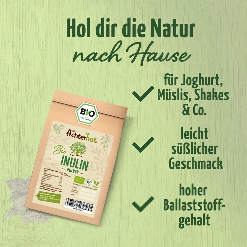 Inulin Powder Organic 250 G | Low Calorie Fiber From The Agave | Fine Grain In Consistence And Water Soluble | Ideal For Drinks And Cooking And Baking | From Achterhof - NewNest Australia