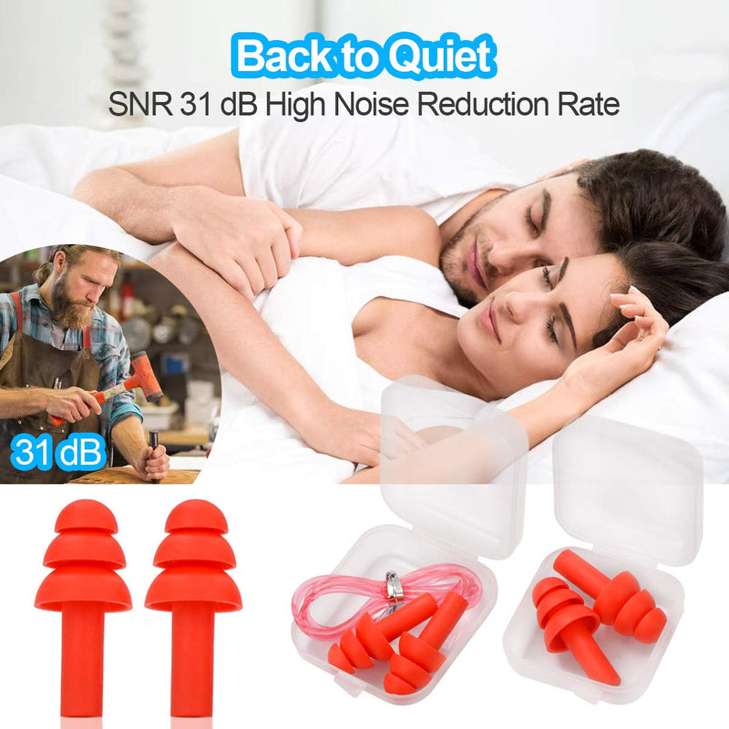 Earplugs For Hearing Protection, 12 Pairs Ear Plugs Snr 31Db, Reusable Silicone Waterproof Soft Ear Protection For Sleeping & Airplanes Ear Protection Earplugs With Portable Box - NewNest Australia