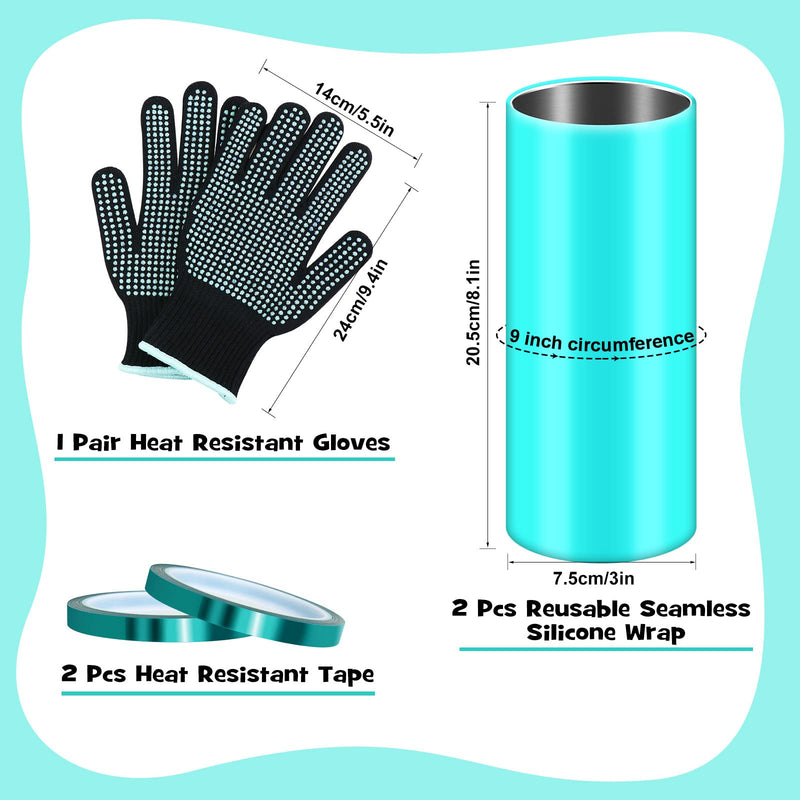 Hysagtek 2 x Silicone Wraps for Seamless Sublimation Tumblers 20oz Silicone Sublimation Wrap Silicone Band Sleeve for Straight Blanks Cup with Gloves, Transfer Tape for Sublimation Tumbler Heat Press - NewNest Australia