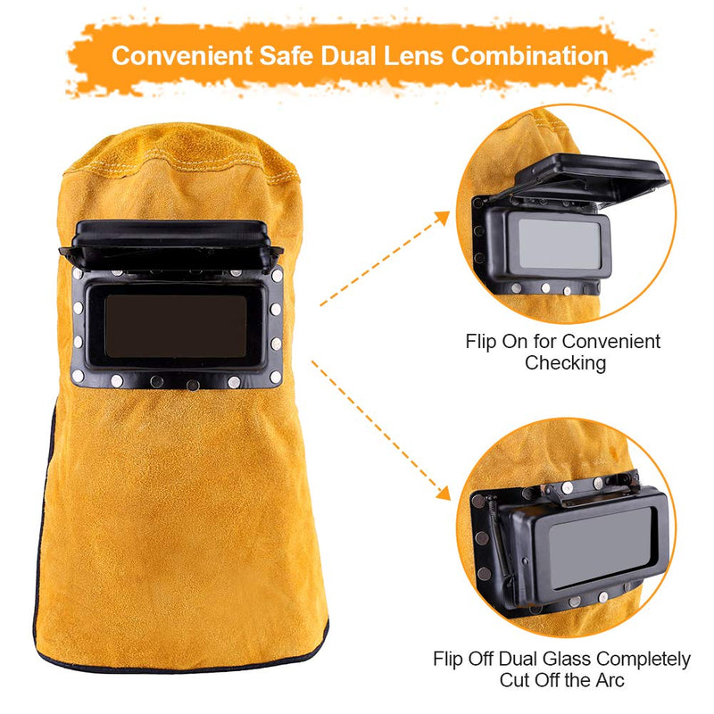 Comfortable Leather Welder Welding Mask Work Cap Hood Helmet Clamshell Welder Helmet Durable Good Quality Heat Resistant Breathable Welding Helmet Protection Mask with Lens - NewNest Australia
