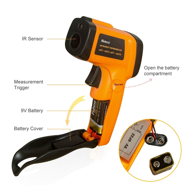 Helect (NOT for Human) Infrared Thermometer, Non-Contact Digital Laser Temperature Gun -58°F to 1022°F (-50°C to 550°C) with LCD Display - NewNest Australia