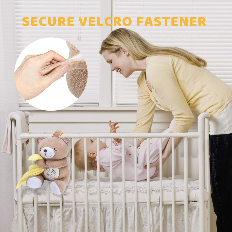 BEREST Rechargeable Baby Sleep Soother Smile Bear, Mom's Heartbeat Baby Cry Sensor Lullabies & Shusher Sound Soother, Nursery Decor Night Light Projector Toddler Crib Sleeping Aid, Baby Shower Gifts Coffee Brown - NewNest Australia