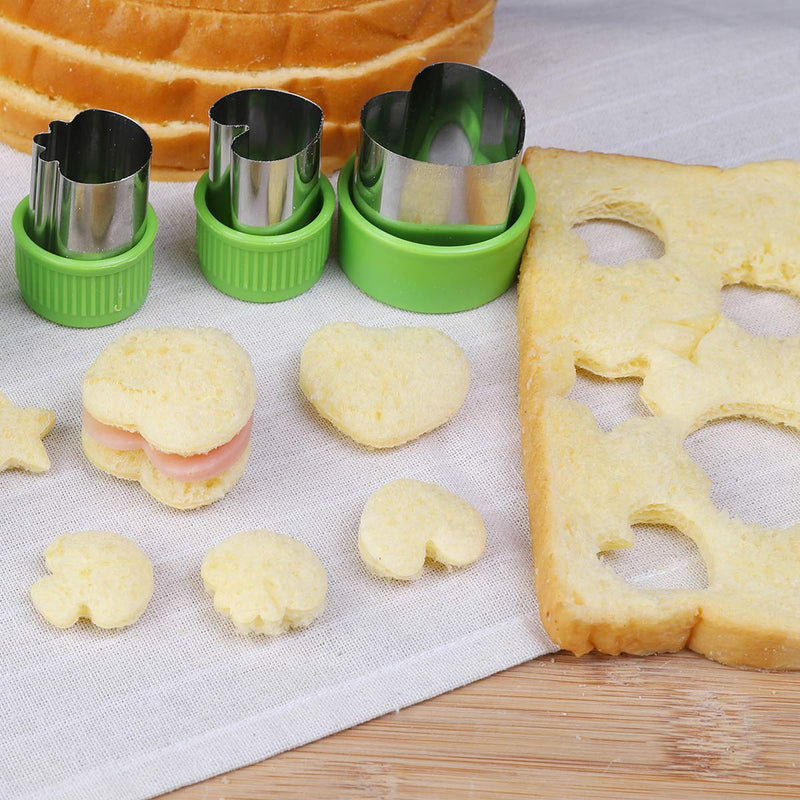 NewNest Australia - Vegetable Cutters Shapes Set, 20pcs Stainless Steel Mini Cookie Cutters, Vegetable Cutter and Fruit Stamps Mold + 20pcs Cute Cartoon Animals Food Picks and Forks -for Kids Baking and Food Supplement 