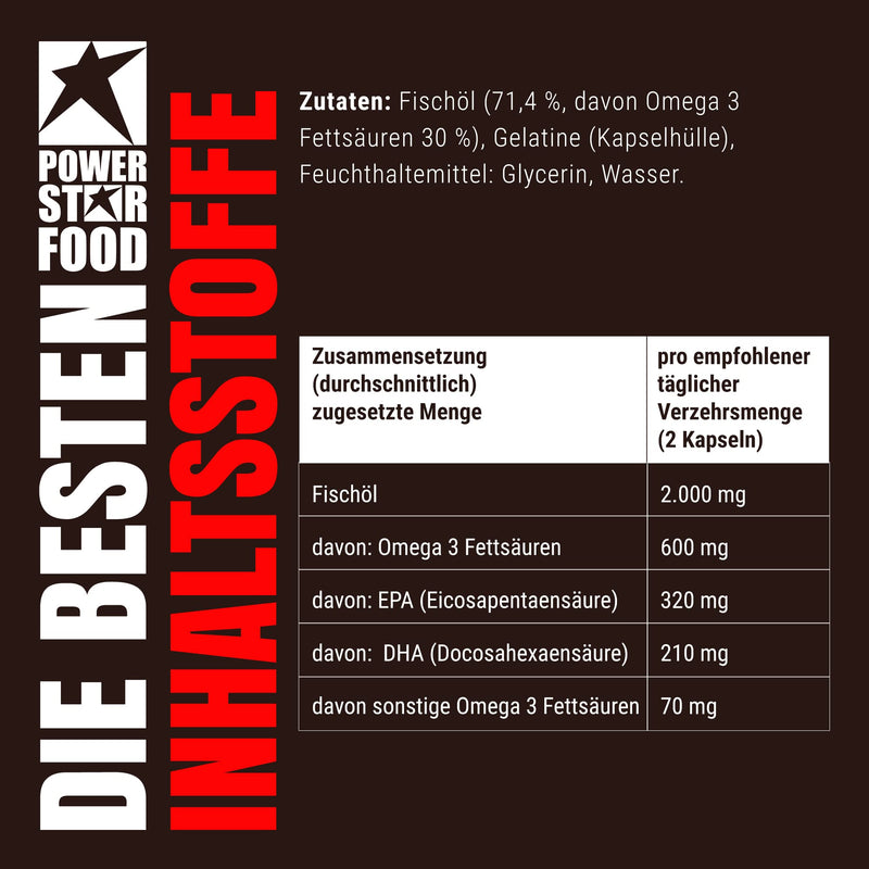 Powerstar Omega 3 Capsules High Dose | 200 Fish Oil Capsules With 1,000 Mg Fish Oil | Made In Germany | Polyunsaturated Essential Fatty Acids | Rich In Epa & Dha | No Pcb & Additives - NewNest Australia