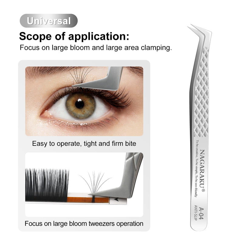 Nagaraku Tweezers For Eyelash Extension, Professional Precision Tweezers, Diamond Handle, Curved Volume Cluster Eyelashes, Easy Fan, Prefabricated Fan Tweezers, Stainless Steel Eyelash Tweezers (A-04) - NewNest Australia