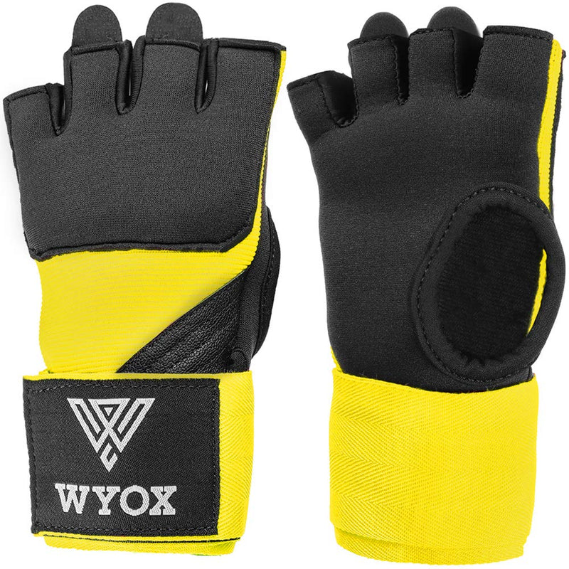 WYOX Gel Quick Hand Wraps for Boxing MMA Kickboxing - EZ-Off & On - Padded Knuckle with Wrist Wrap Protection for Men Women Youth Yellow X-Small - NewNest Australia