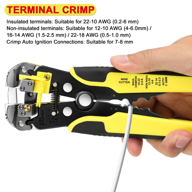 Wire Stripper 24-10 AW/ 34-3 Gauge/ 0.2-6 mm, Dromild Automatic Wire Stripping Tool, 8 Inch Self-adjusting Wire Stripper, 3 in 1 Wire Stripping Pliers for Wire Stripping, Cutting, Crimping - NewNest Australia