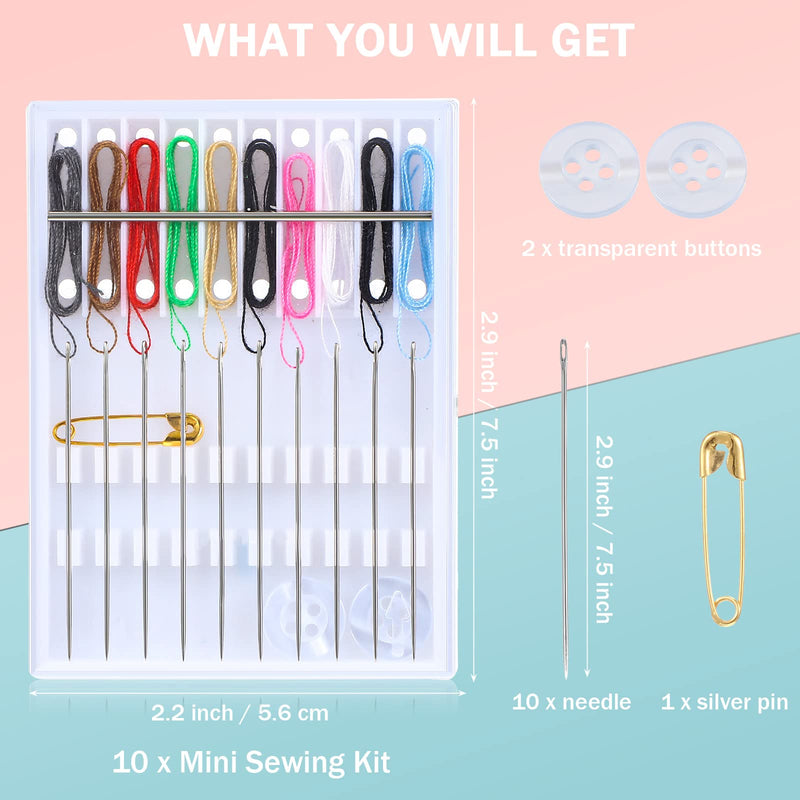 14 Boxes 140 Pieces Mini Quick Fix Sewing Kit Easy Pre Threaded Needle Kit Basic Personal Sewing Kit Plastic Threaded Needle Holder Small Home Travel Sewing Box with Pin Button, Assorted Colors - NewNest Australia