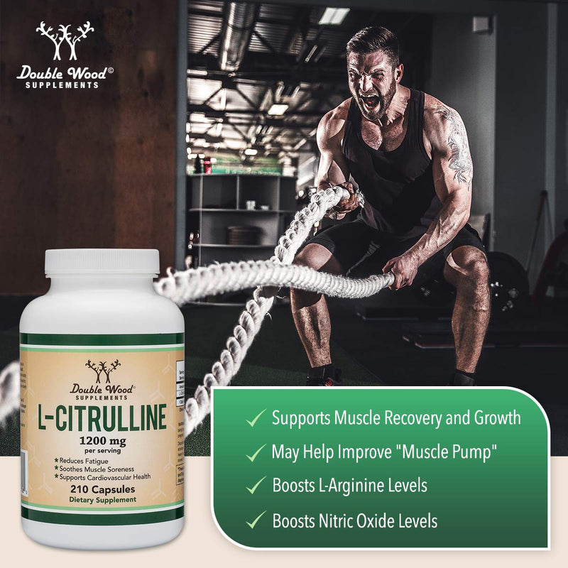 L Citrulline Capsules 1,200mg Per Serving, 210 Count (L-Citrulline Increases Levels of L-Arginine and Nitric Oxide) Muscle Recovery Supplement – Improve Muscle Pump by Double Wood Supplements - NewNest Australia