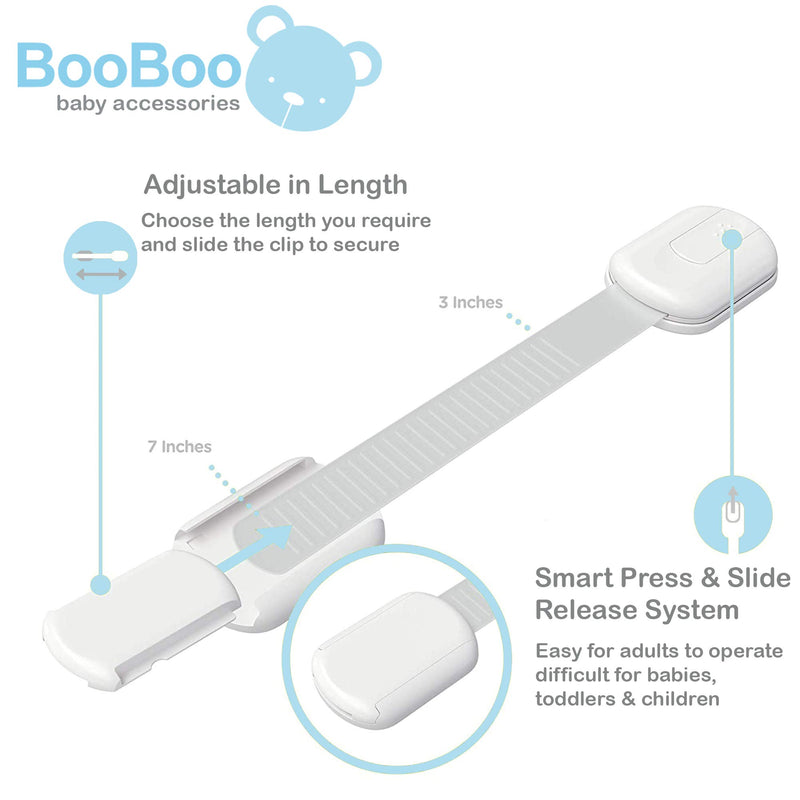 Booboo Child Safety Cupboard Door Strap Locks | Baby Proof Your Cabinets with No Trapped Fingers | Extra Easy Installation, No Tools Needed – 6 Pack x6 Pack - NewNest Australia