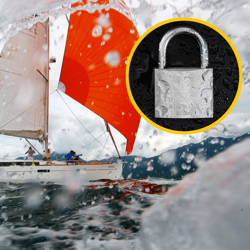 Stainless Steel Pin Tumbler Padlock, 304 Marine Series, Anti Rust Lock, Weatherproof Padlock for Outdoor use, 1-1/2 inch Wide Body, Keyed Different - Stainless Steel Body & Shackle FUPS140 - NewNest Australia
