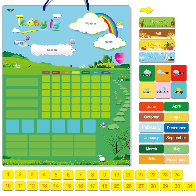 Magnetic Learning Calendar with Weather Station 55 PCS (15” X 12” Wall Mountings Ready) - NewNest Australia