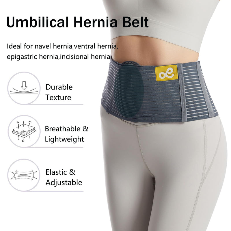 Umbilical Hernia Belt for Men and Women - Hernia Support for Men with 2 Compression Pad (inguinal, femoral, incisional) - Abdominal Binder Post Surgery and Postpartum （L/XL） L/XL - NewNest Australia
