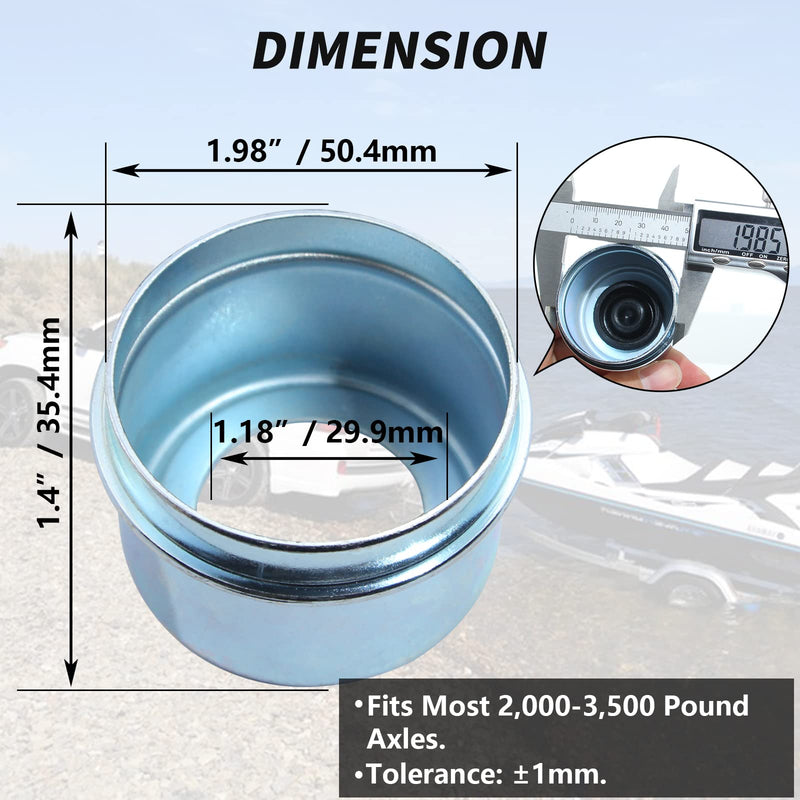 iBroPrat 4PCS 1.98" Trailer Hub Cap,Trailer Axle Bearing Dust Cap Cup Grease Cover with 8 Rubber Plugs,Bolt Metal Trailer Axle Wheel Bearing and Hub Dust Caps for Most 2000 to 3500 Pound Axles Dexter 4pcs 1.98" Hub with Extru 4 Rubber Plugs - NewNest Australia