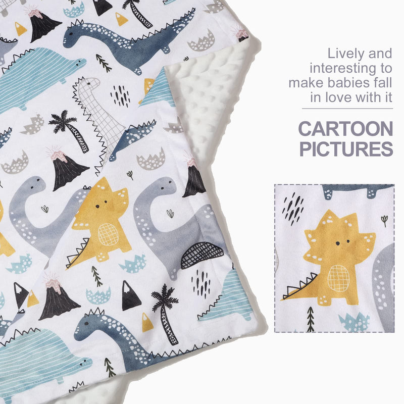 Donsonny Baby Blanket for Boys Girls Soft Minky with Double Layer Dotted Backing, Color Dinosaurs Printed 30 x 40 Inch Receiving Blanket - NewNest Australia