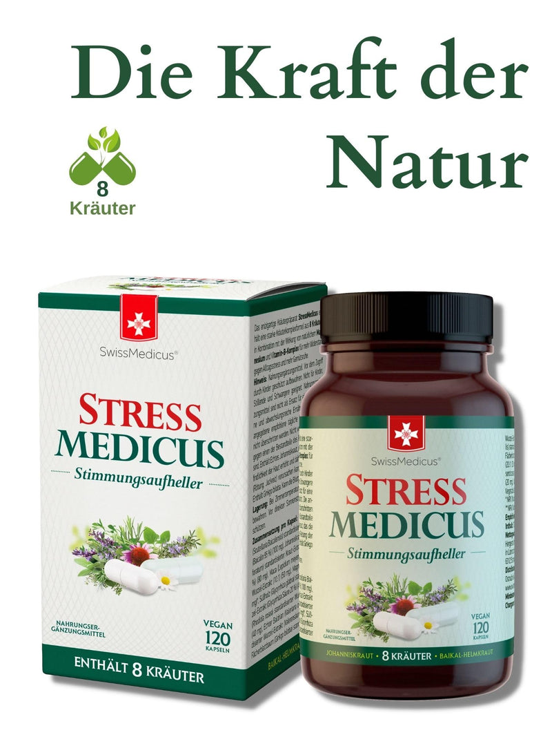 Swissmedicus Stressmedicus - Mood Brightener - Natural Herbal Supplement For Better Mental Health With St. John'S Wort & Baikal Skullwort, 120 Vegan Capsules - NewNest Australia