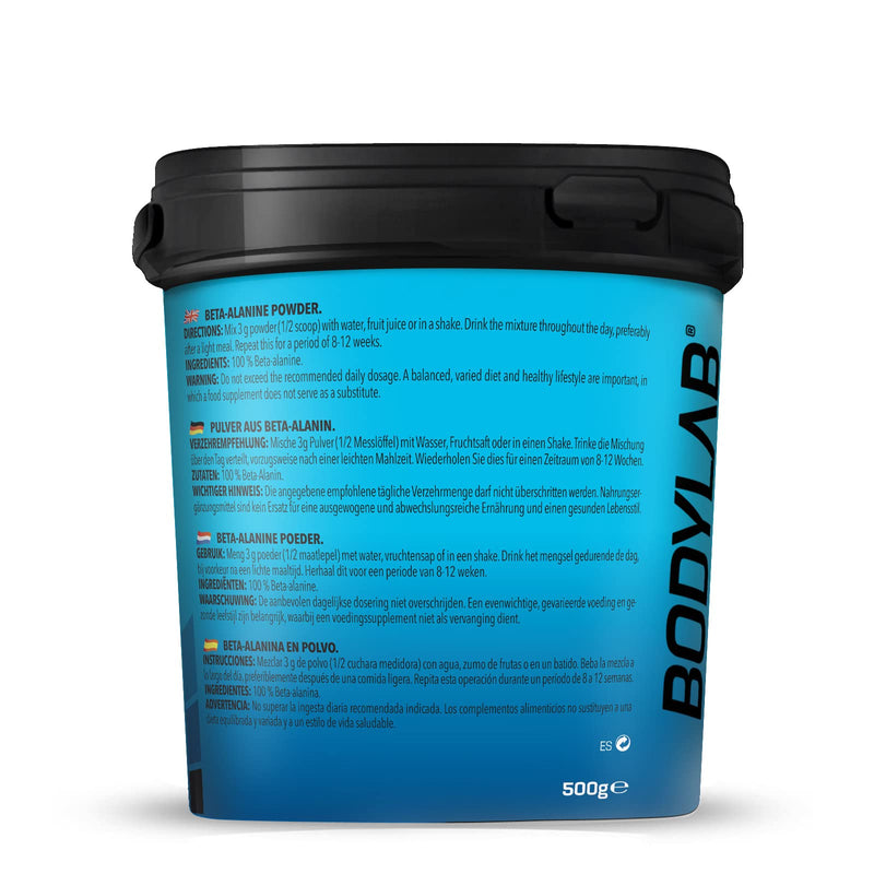 Bodylab24 Beta-Alanine Powder 500g, 100% pure beta-alanine powder, without any other additives, high-quality sports nutrition for performance improvement - NewNest Australia