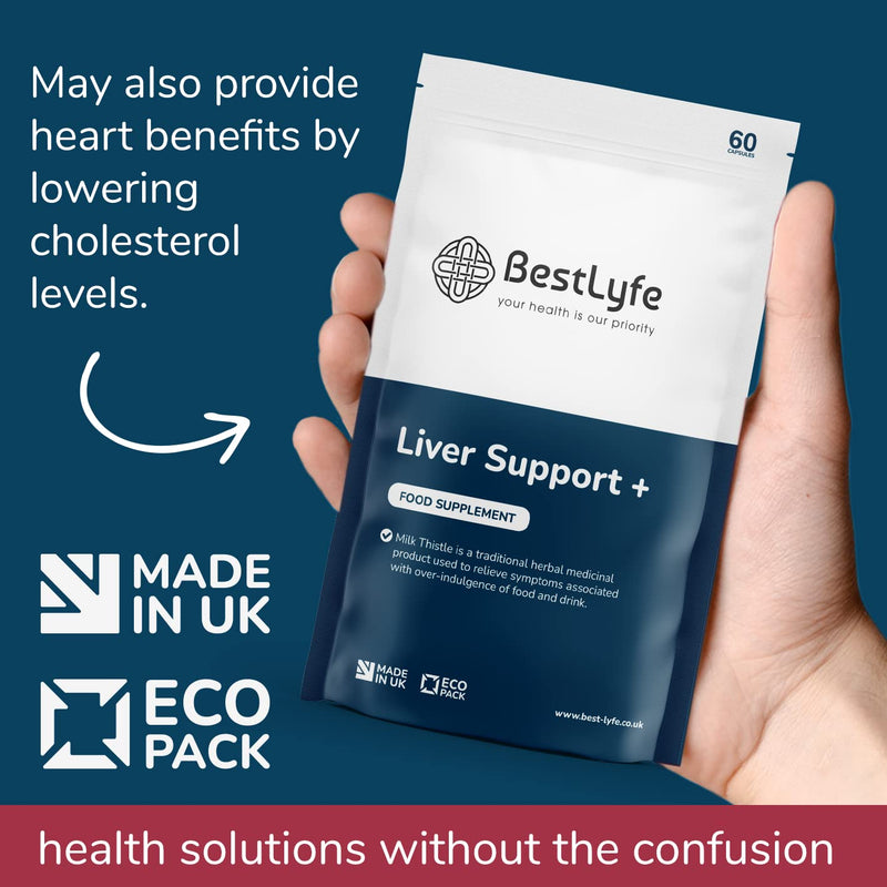 BestLyfe Liver Support + | 60 Capsules | Milk Thistle | Liver Detox | Liver Cleanse | Liver Repair | Liver Supplements | Gall Bladder Support | Brain Function Support | UK Made - NewNest Australia