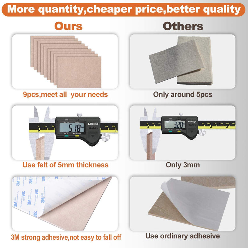 BAIPOK Furniture Pads 9 Pack 8 in x 6 in x 1/5 in Premium Felt Furniture Pads Self Adhesive, Cuttable Furniture Felt Pads Beige, Anti Scratch Floor Protectors for Furniture on Hardwood Floor - NewNest Australia