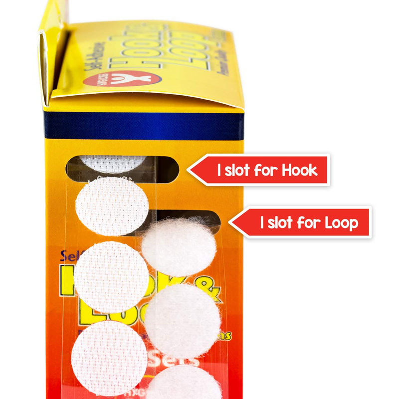 NewNest Australia - Hygloss Products Self Adhesive Coins - 100 Hook and Loop Fastener Sticky Dots With Dispenser – 5/8 Inches, White COINS 5/8" 100 Sets 