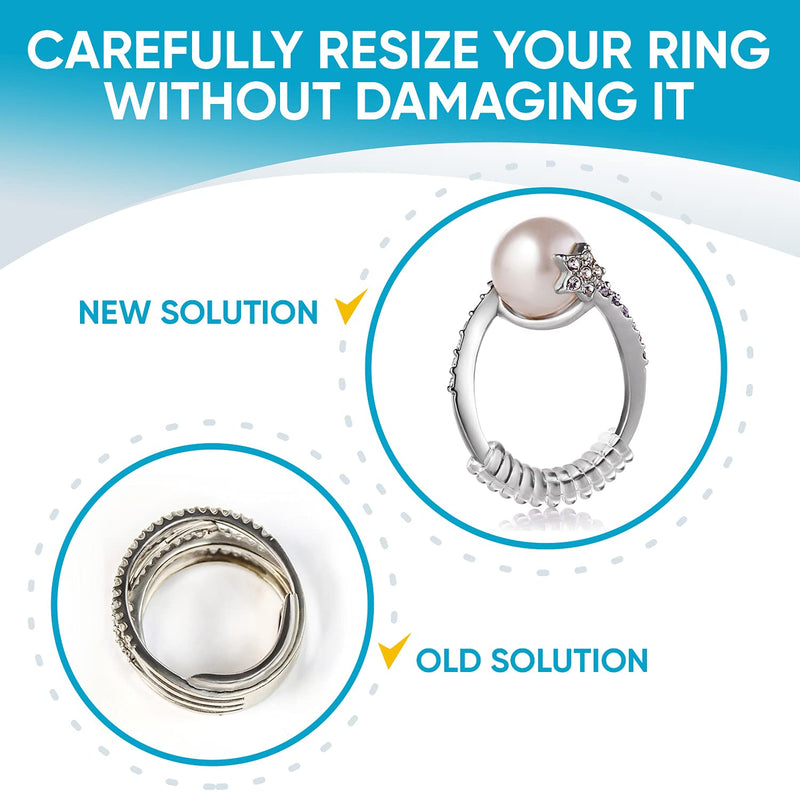 Ring Size Adjuster for Loose Rings - 12 Pack, 2 Sizes - Jewelry Sizer, Mandrel for Making Jewelry Guard, Spacer, Sizer, Fitter - Spiral Silicone Tightener Set with Polishing Cloth - NewNest Australia