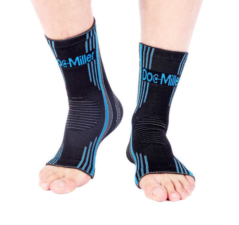 Doc Miller Ankle Compression Sleeve For Achilles Tendonitis & Plantar Fasciitis Relief, Recover Sports Injury and foot Joint Swelling - 1 Pair Small Blue Color 20-30 mmHg Toeless Foot Compression Sleeve - NewNest Australia
