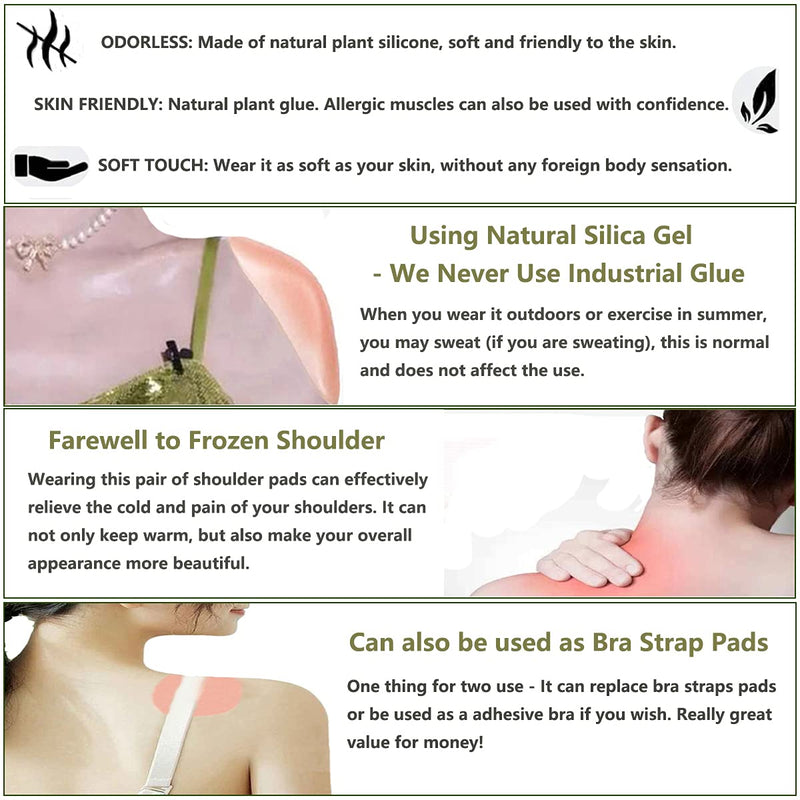 Silicone Shoulder Pads for Womens Clothing, Anti-Slip Shoulder Push-Up Pads Invisible Breathable Shoulder Enhancer Reusable (1 Pairs (Skin)) 1 Pairs (Skin) - NewNest Australia