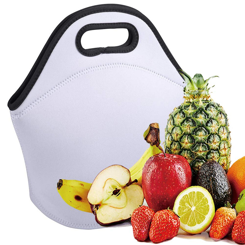 NewNest Australia - HooAMI Sublimation Blank Lunch Bag Reusable Insulated Thermal Lunch Box Carry Case Handbags Tote with Zipper for Adults Kids Nurse Teacher Work Outdoor Travel Picnic White 