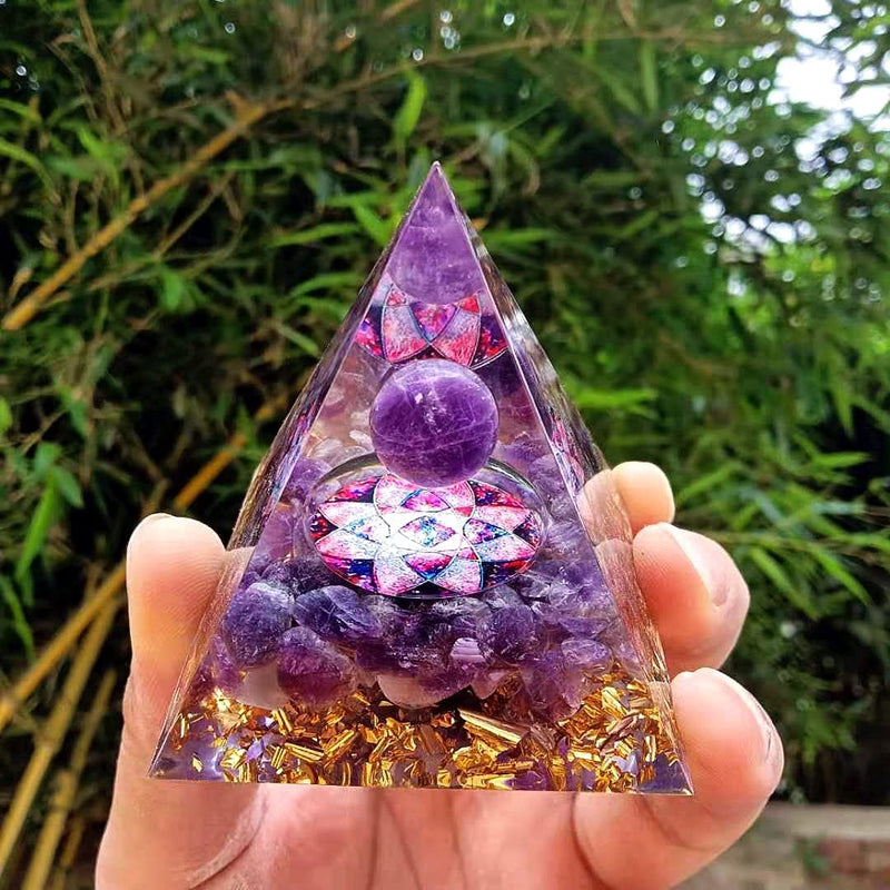 ycyingcheng Pyramid Ogan Crystal Energy Tower Nature Reiki Chakra Crushed Stone, Negative Energy Remover Blessing Home Office Ornaments, Healing Crystal Boost Immune System Meditation, 6cm D - NewNest Australia