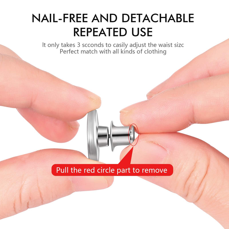 8 Sets Button Pins for Jeans, Jean Button Pins for Loose Jeans, No Sew and No Tools Instant Replacement Snap Tack Pant Button, Ceryvop Reusable and Adjustable Metal Pants Button Tightener 8Pcs Copper Silver - NewNest Australia