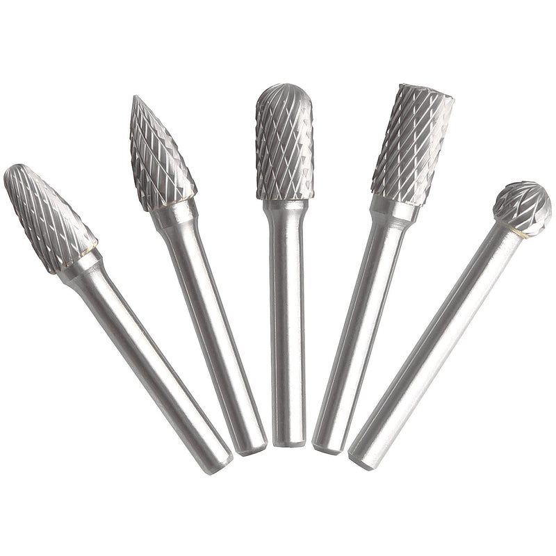 Carbide Burr Set with 1/4" Shank and 2/5" Head (10MM), CBTONE 5 PCS Double Cut Tungsten Carbide Rotary Burrs 1/4 Inch 6mm Shank Die Grinder Bits for Carving, Polishing, Engraving and Drilling 1/4 Shank - NewNest Australia