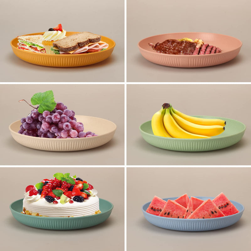 6pcs Unbreakable Dinner Plates Set, Plastic Plates Deep Camping Plates Set, 9 Inch Picnic Plates for Salad, Pasta, Party, Home, Office, Microwave and Dishwasher Safe 6pcs - NewNest Australia