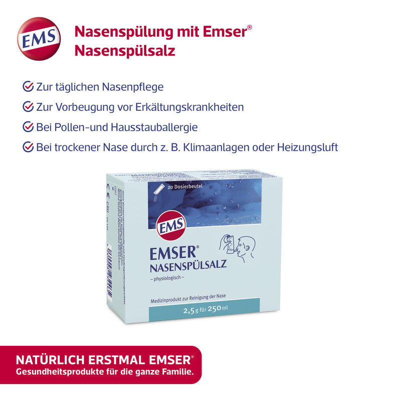 Emser nasal rinsing salt physiological for the prevention of colds, allergies and for nose care / 50 x 2.5 g bags of nasal rinsing salt pack of 50 - NewNest Australia