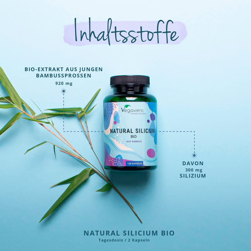 ORGANIC silicon capsules | Premium: made from 100% organic bamboo extract (10:1) | Organic silicon in high doses organic | Laboratory tested | Vegan - No additives | German production of Vegavero® | 120 capsules - NewNest Australia