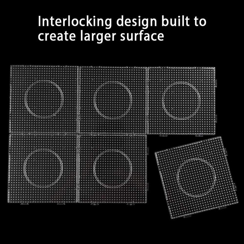 Fuse Bead Boards, 6Pcs 5mm Large Square Clear Plastic Beads Pegboards with 2Pcs Beads Tweezers and 6Pcs Lroning Paper for Kids Craft Beads - NewNest Australia