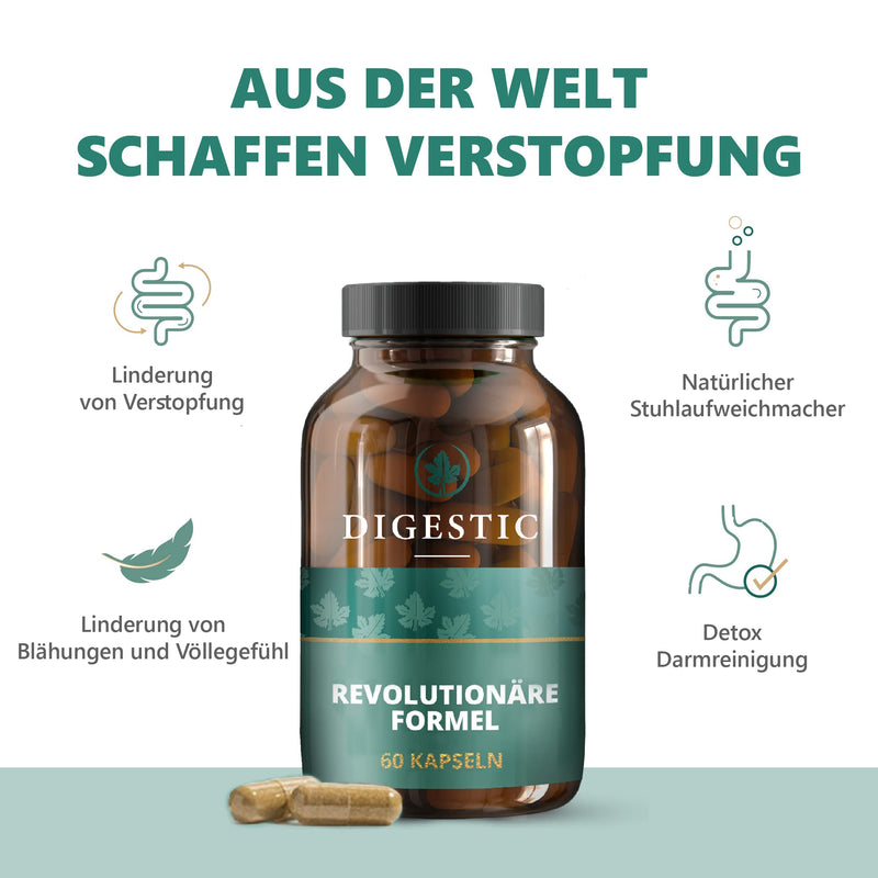 Digestic - Laxative For Constipation - Stool Softeners - 100% Natural Ingredients - 60 Capsules - New Groundbreaking Formula - Intestinal Cleansing Tablets Detox - NewNest Australia