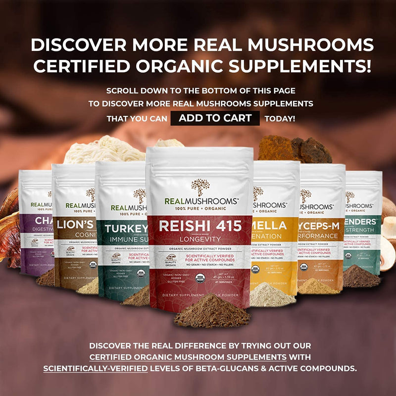 Real Mushrooms Cordyceps Peak Performance Supplement for Energy, Stamina & Endurance | Non-GMO, Vegan, Organic Cordyceps Powder| 60 Servings - NewNest Australia