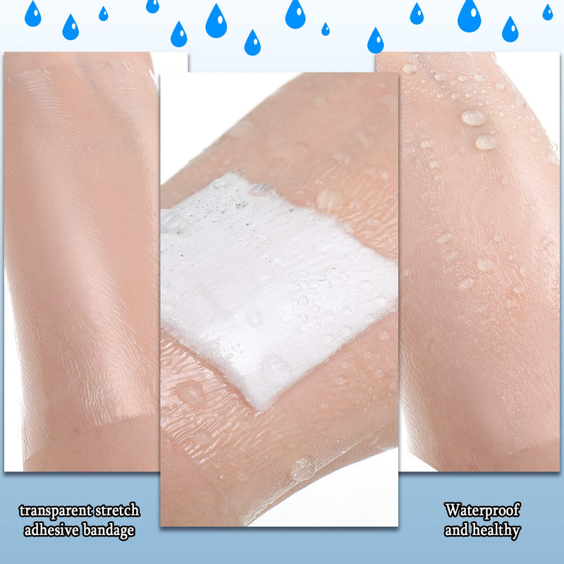 3 Pieces Transparent Stretch Adhesive Bandage Waterproof Bandage Clear Adhesive Film Bandages Dressing Tape, 2 inch x 5.47 Yard, 3 inch x 5.47 Yard, 4 inch x 5.47 Yard - NewNest Australia