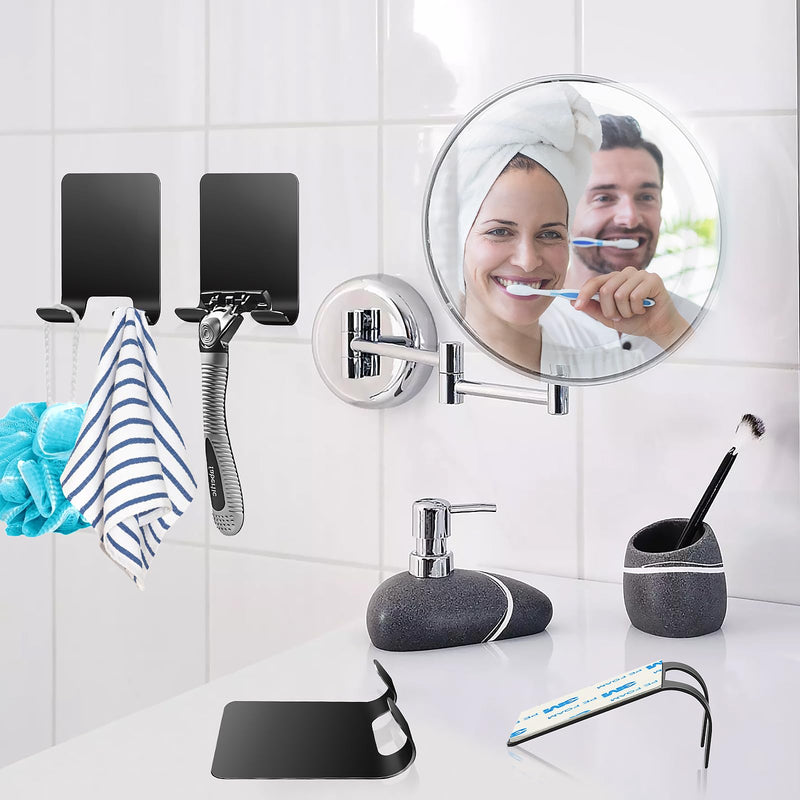 VMUTGA Self-adhesive razor holder hooks, pack of 2, razor holder, shower, stainless steel adhesive hooks for bathroom, kitchen, toilet, office, black - NewNest Australia